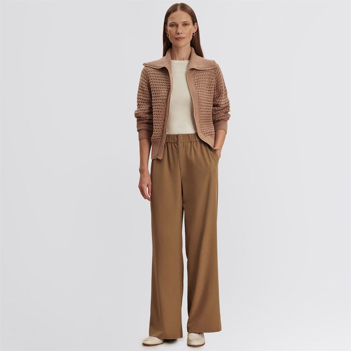 Kayson Wide Leg 2.0 29.5 Inch Trousers Taupe Stone