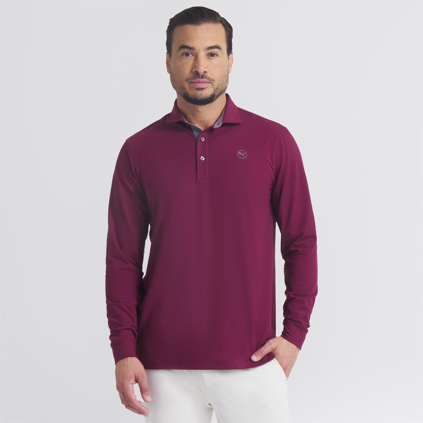 Cloudspun LS Midweight Polo Ruby Shimmer/Slate Sky