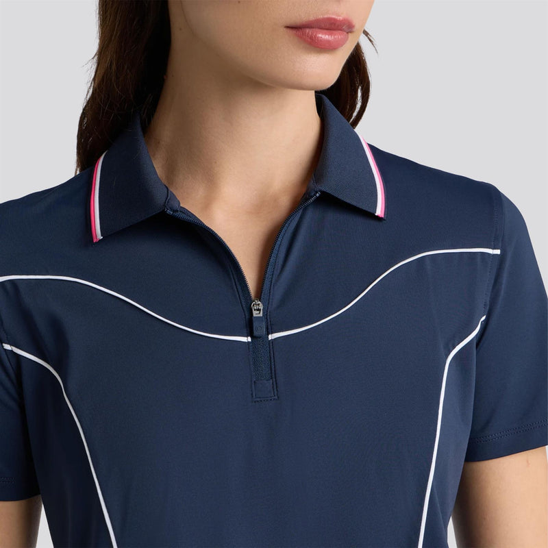 Stretch Nylon Interlock Contour Quarter Zip Polo Twilight