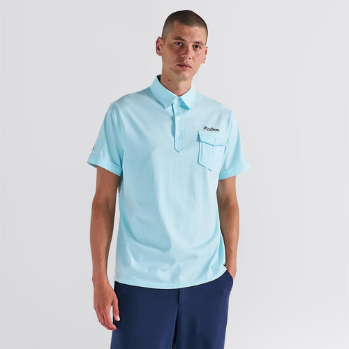 x Jesper Parnevik Single Pocket Cotton Polo Aqua Blue