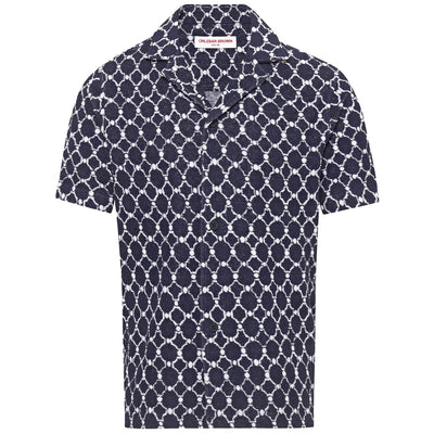 Howell Geo Tile Knitted Shirt Midnight Navy - AW23