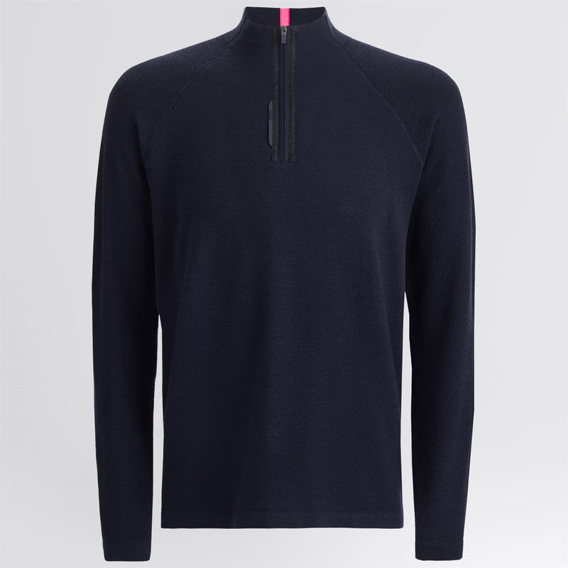 Merino Wool Blend Raglan Quarter Zip Mid Layer Twilight