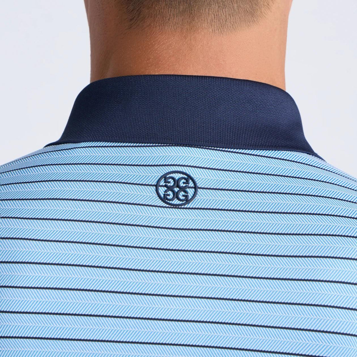Herringbone Stripe Tech Jersey Polo Cerulean/Twilight