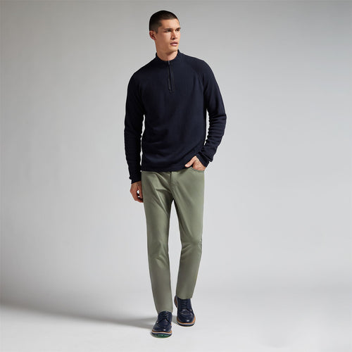 Merino Wool Blend Raglan Quarter Zip Mid Layer Twilight