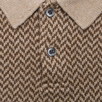 x TRENDYGOLF Cotton Blend SS Herringbone Pullover Tan Multi