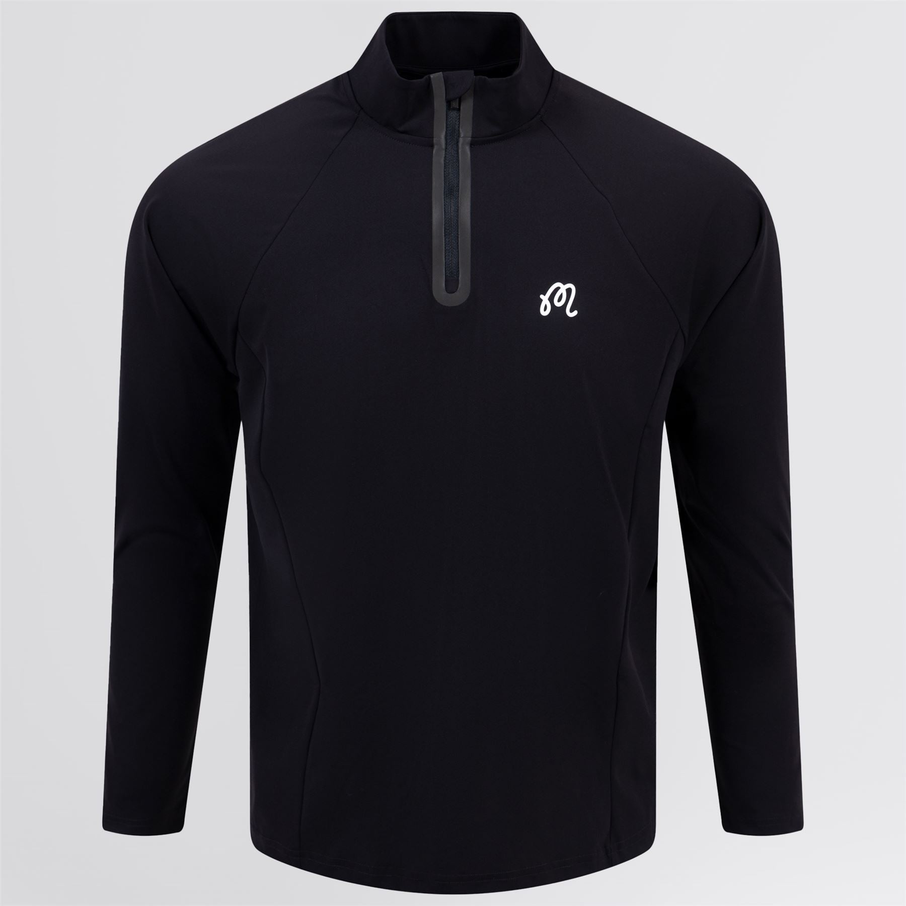 Malbon Golf Performance Raglan Quarter Zip Mid Layer Black