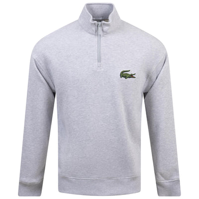 Hochgeschlossenes Sweatshirt aus Bio-Baumwolle mit Viertelreißverschluss, Grau Chine – SS24