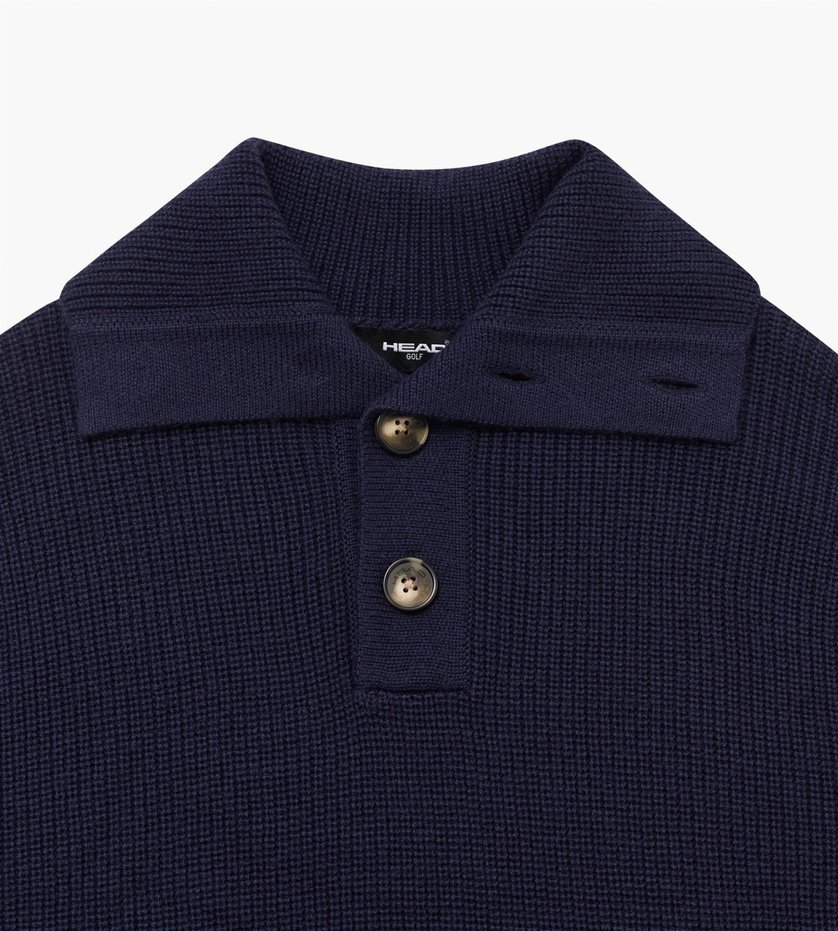 Wool Quarter Button Sweater Deep Navy