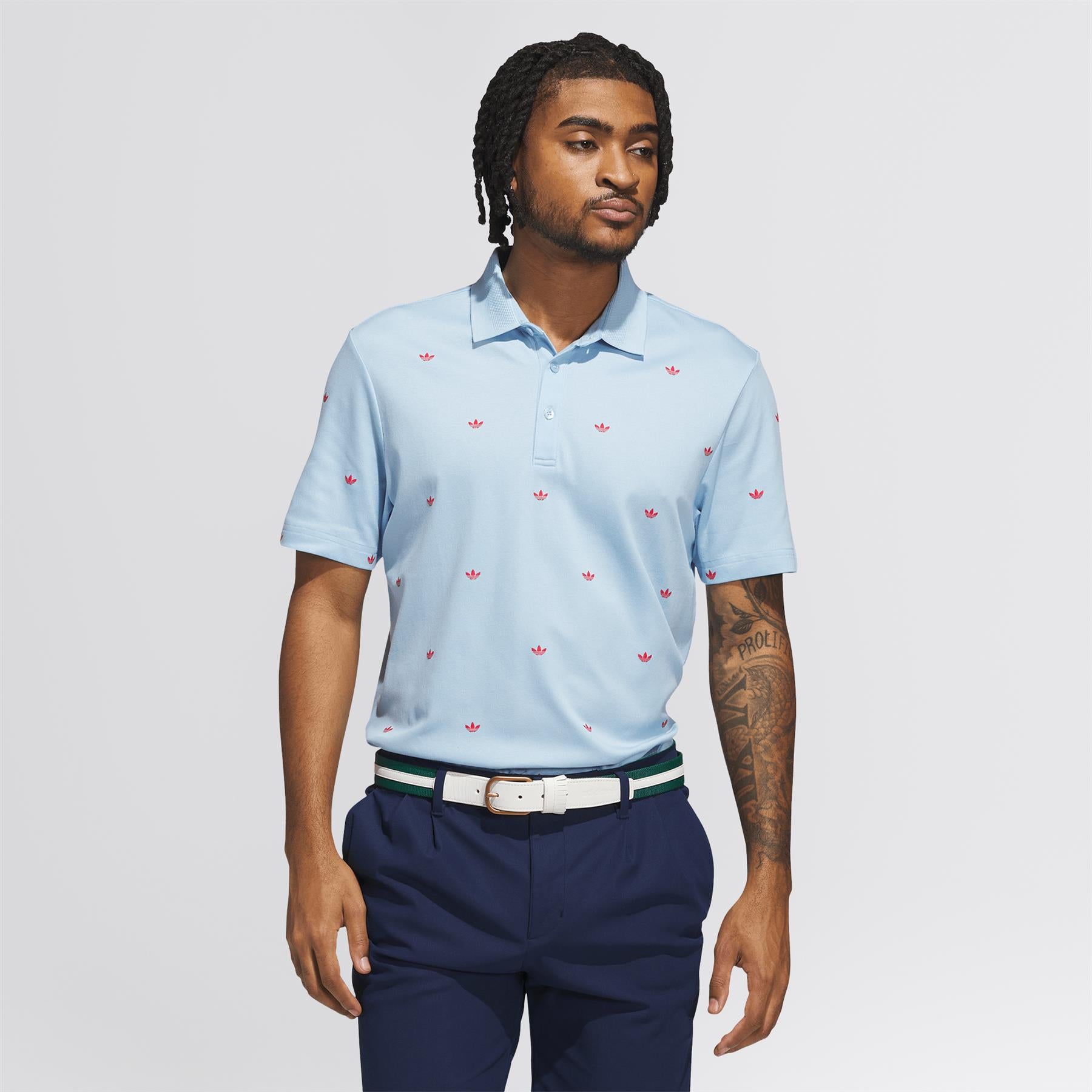 Printed Trefoil Polo Clear Sky