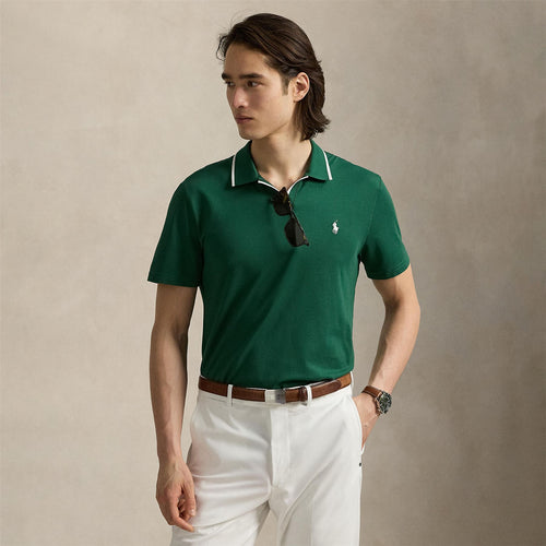 RLX Tailored Fit Stretch Cotton Polo Kelly Green/Ceramic White