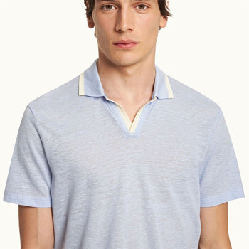 Felix Linen Pique Polo Soft Blue
