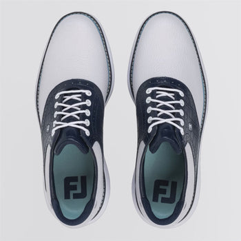 FootJoy FJ Traditions Spiked Golf Shoes White/Navy/Blue