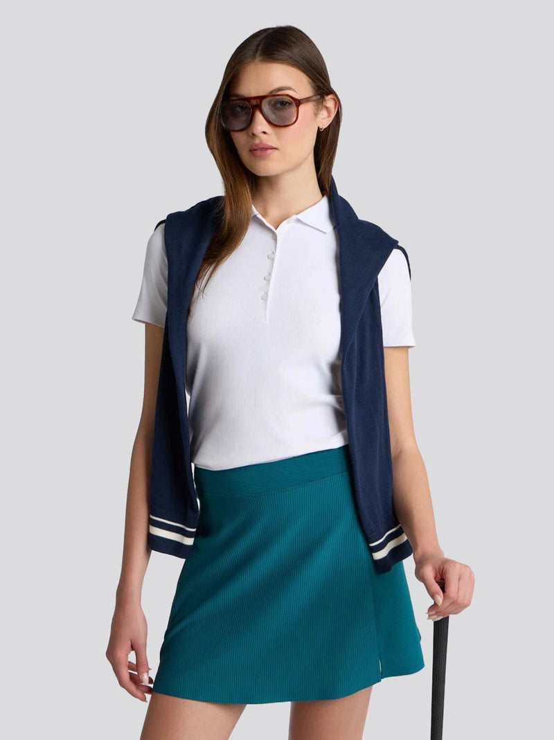 Two Tone Rib Knockout A-Line 16-Inch Skort Marine Teal