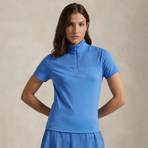 RLX Eyelet Quarter Zip Polo Summer Blue