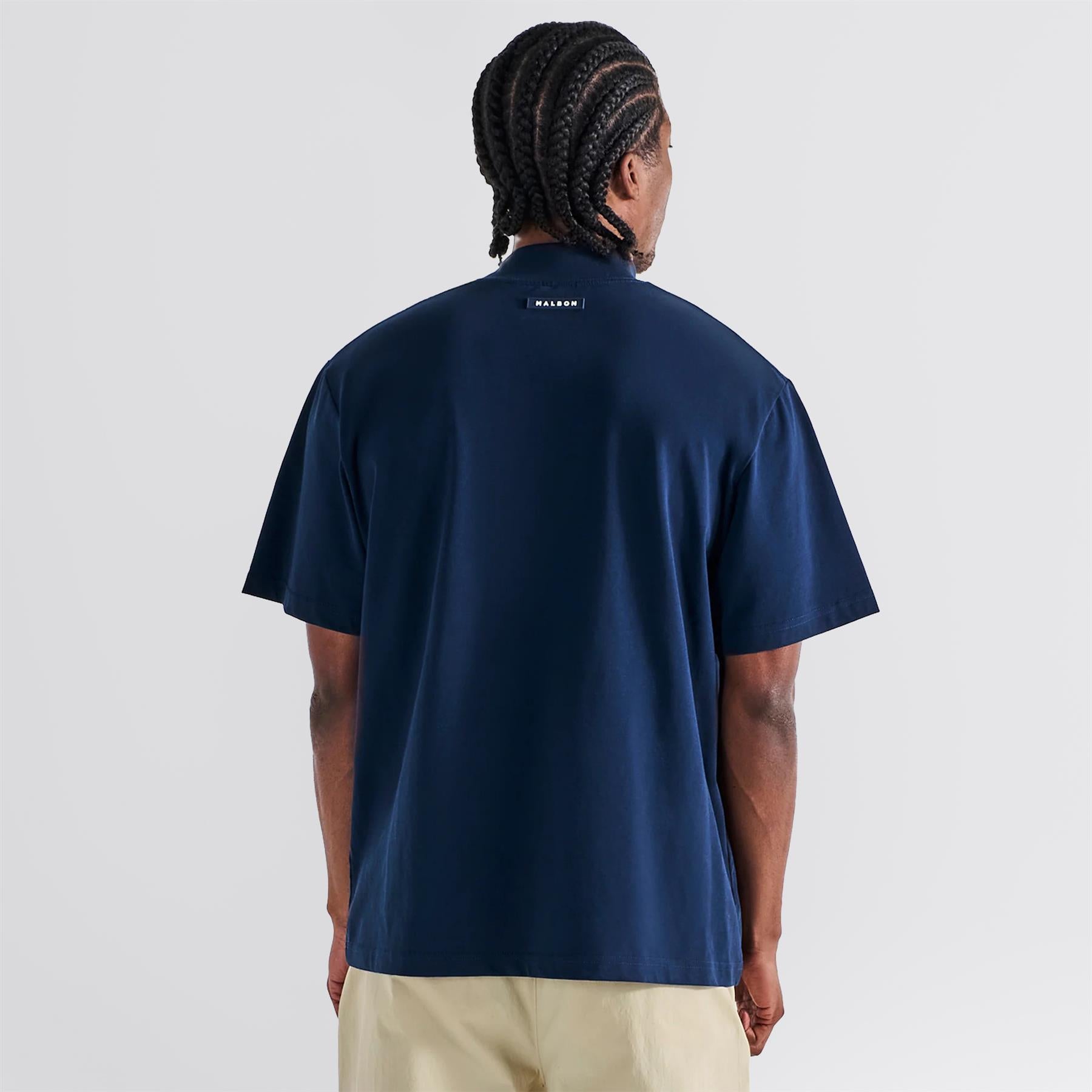 Malbon Golf Mare Mockneck T-Shirt Navy | TRENDYGOLF UK