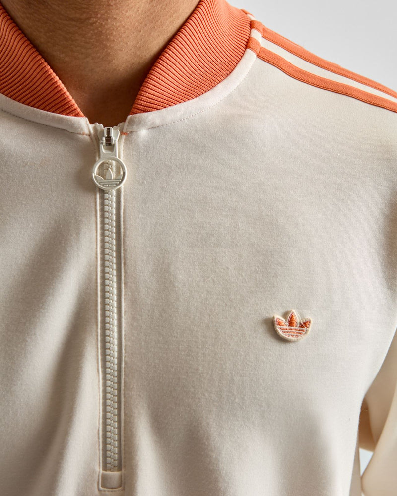 Originals 3-Stripe Quarter Zip Chalk White/Dusky Orange