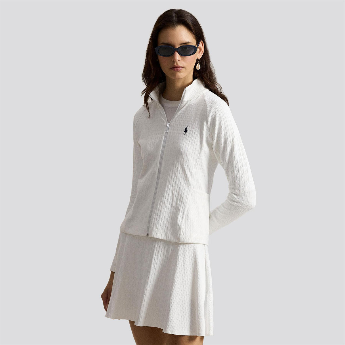RLX Active Cable Full Zip Mid Layer Ceramic White