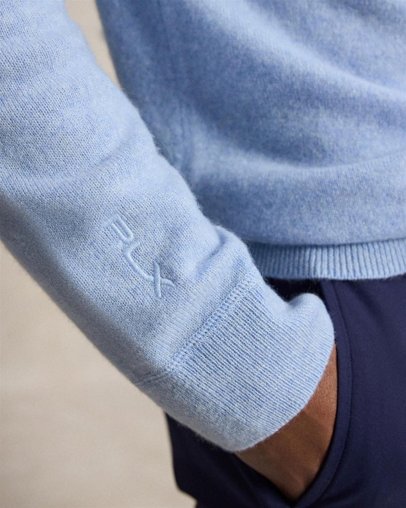 Washable Cashmere Hooded Sweater Office Blue Heather