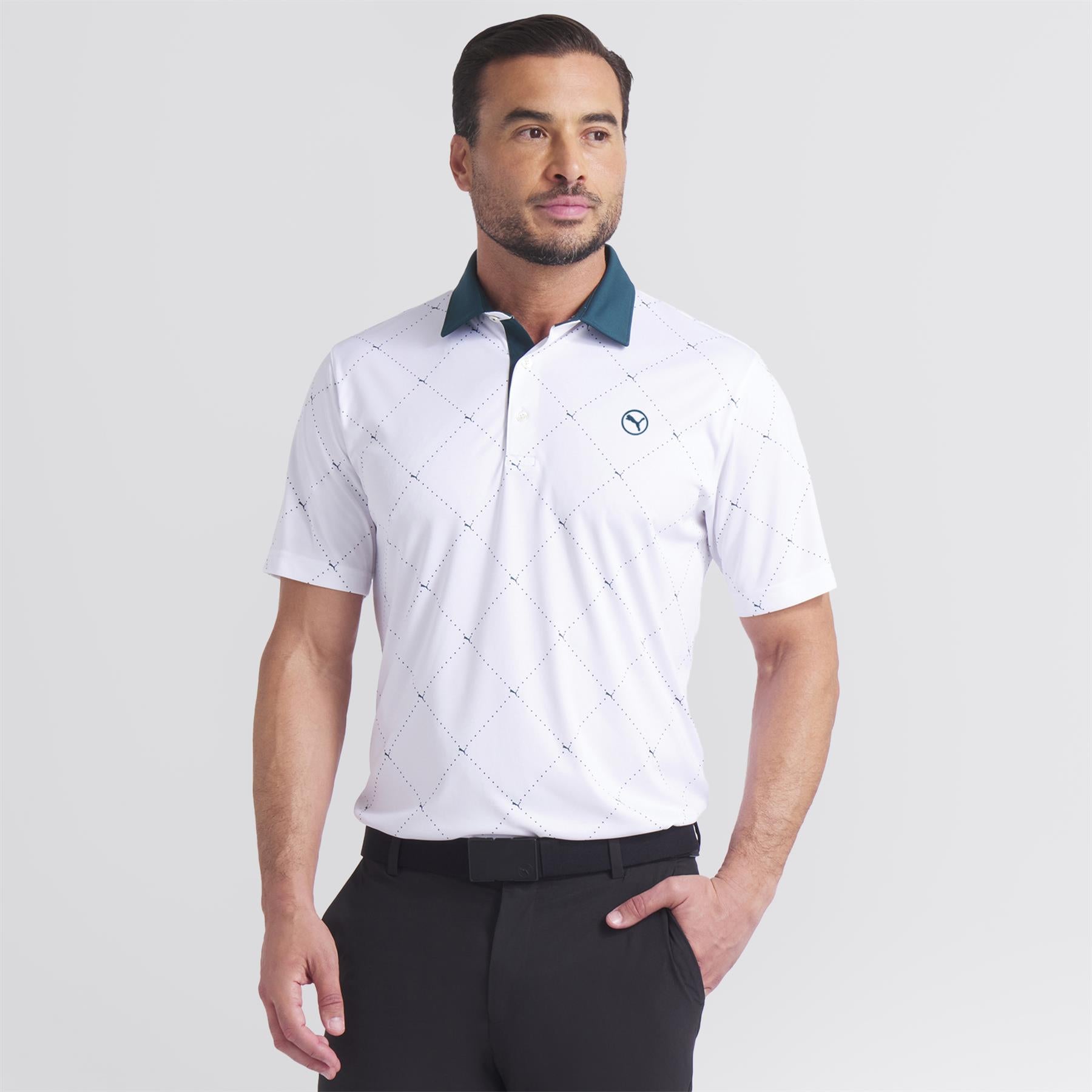 Pure 2.0 Argyle Polo White Glow/Green Terrain