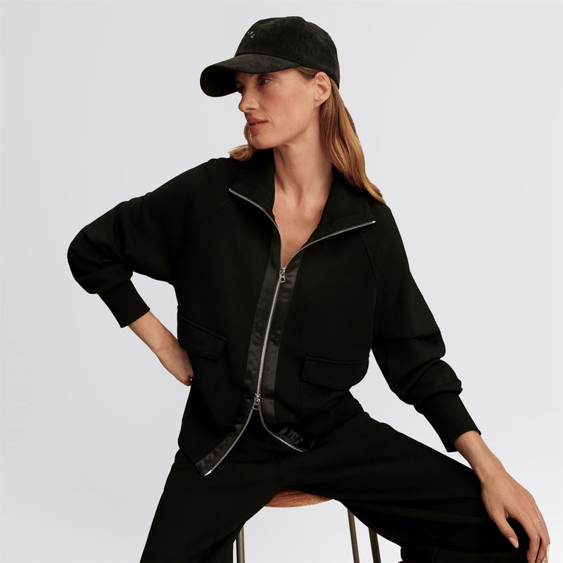 Roxbury Sweat Zip Through Black