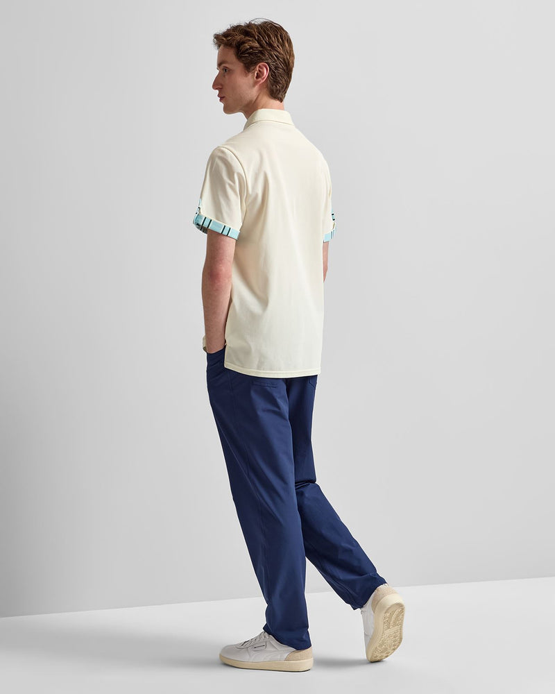 Roll Sleeve Polo Blue Vintage Stripe