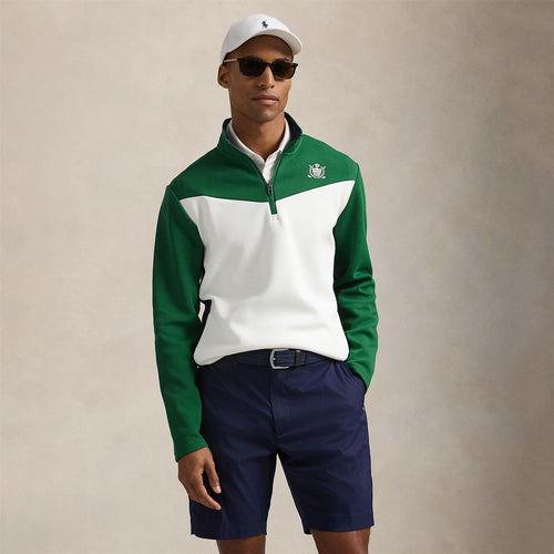 RLX Half Zip Crest Mock Neck Mid Layer Kelly Green/Ceramic White