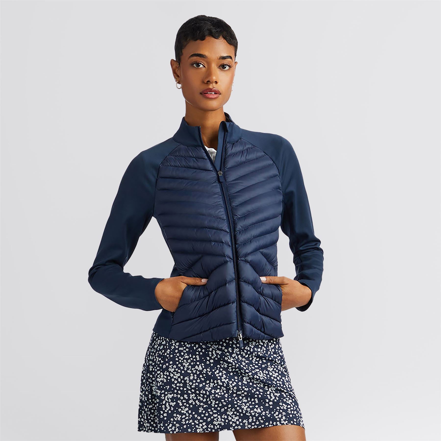 Quilted Nylon Interlock Hybrid Jacket Twilight