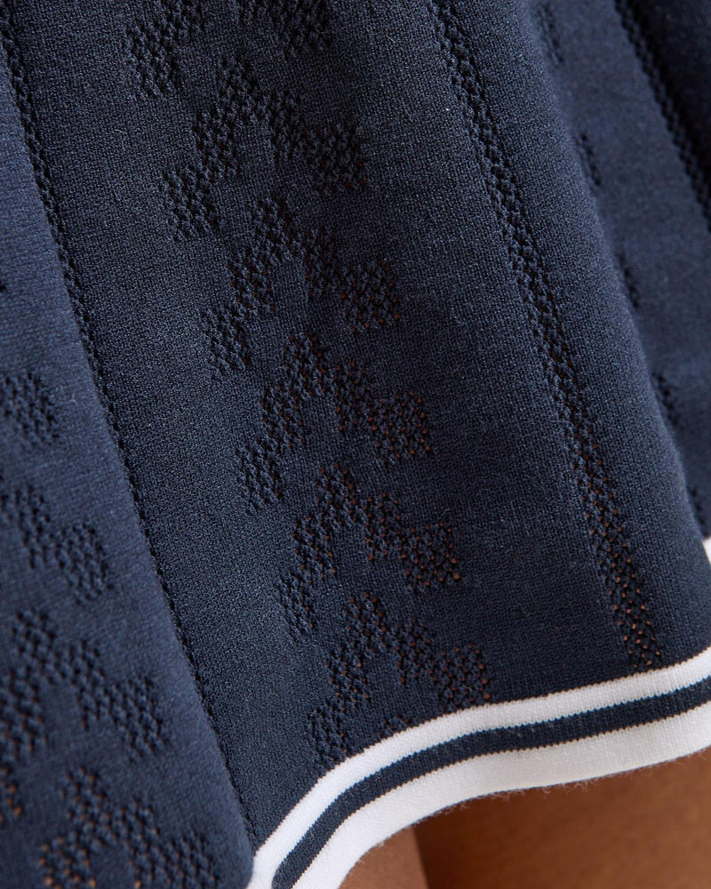 Pamela Pointelle Knitted Skirt JL Navy