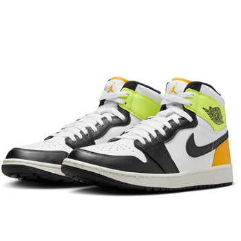 Air Jordan 1 High Top Golf Shoes White/Black/University Gold/Volt