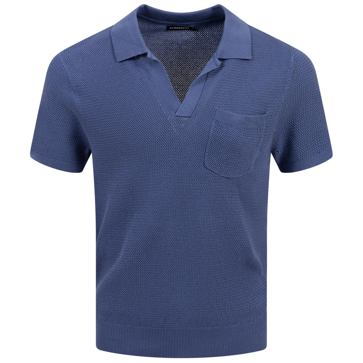 J.Lindeberg Ben Slim Open Collar Silk Polo Bijou Blue | TRENDYGOLF ...