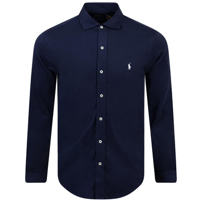 Polo Golf Standard Fit Button Down Cotton Pique Shirt Navy - SS24