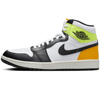 Air Jordan 1 High Top Golf Shoes White/Black/University Gold/Volt