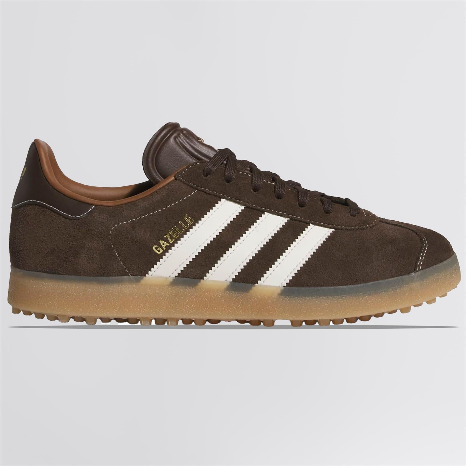 Gazelle Spikeless Golf Shoes Dark Brown/Chalk White/Gum