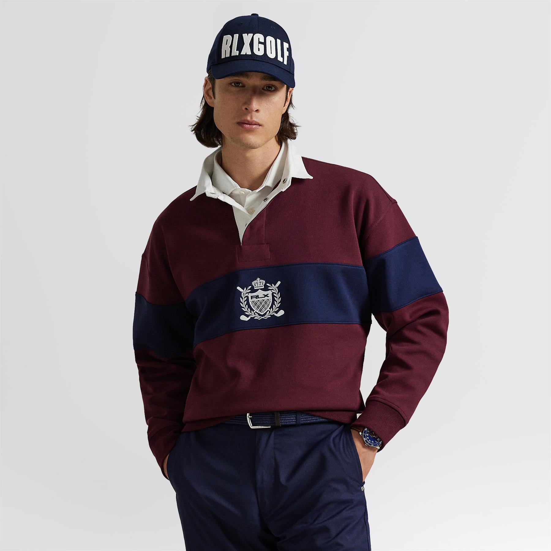 RLX Relaxed Fit Crest Rugby Sweatshirt Rich Ruby/Refined Navy