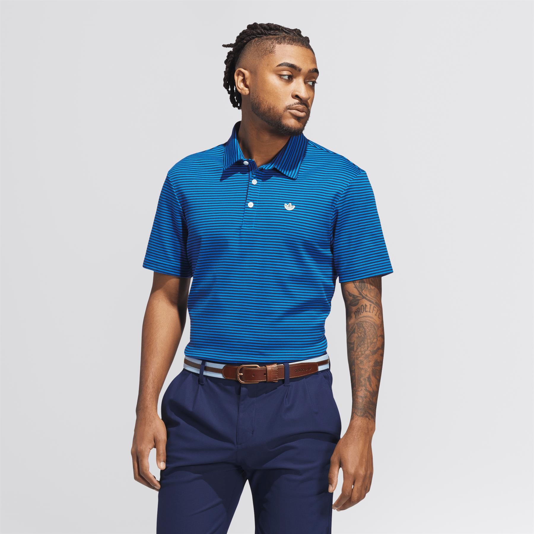 Stripe Pique Polo Bluebird/Night Indigo