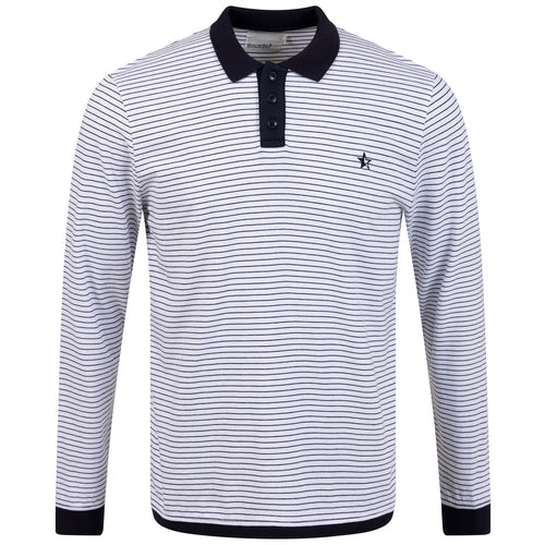 Play Well LS Polo Off White/Deep Navy Pin Stripe - SS23