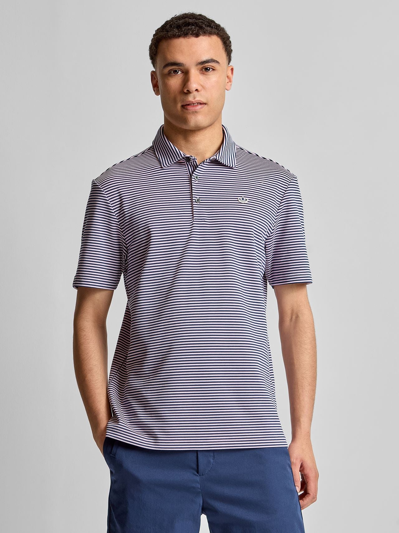 Originals Stripe Pique Polo Clear Pink/Night Indigo