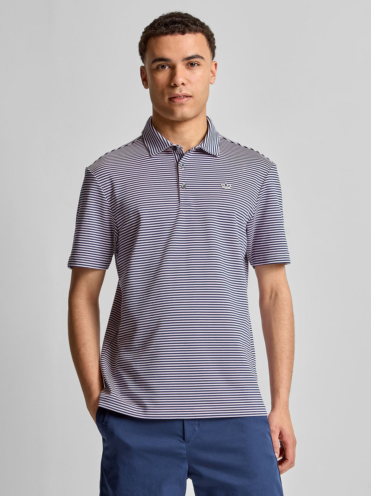 Originals Stripe Pique Polo Clear Pink/Night Indigo