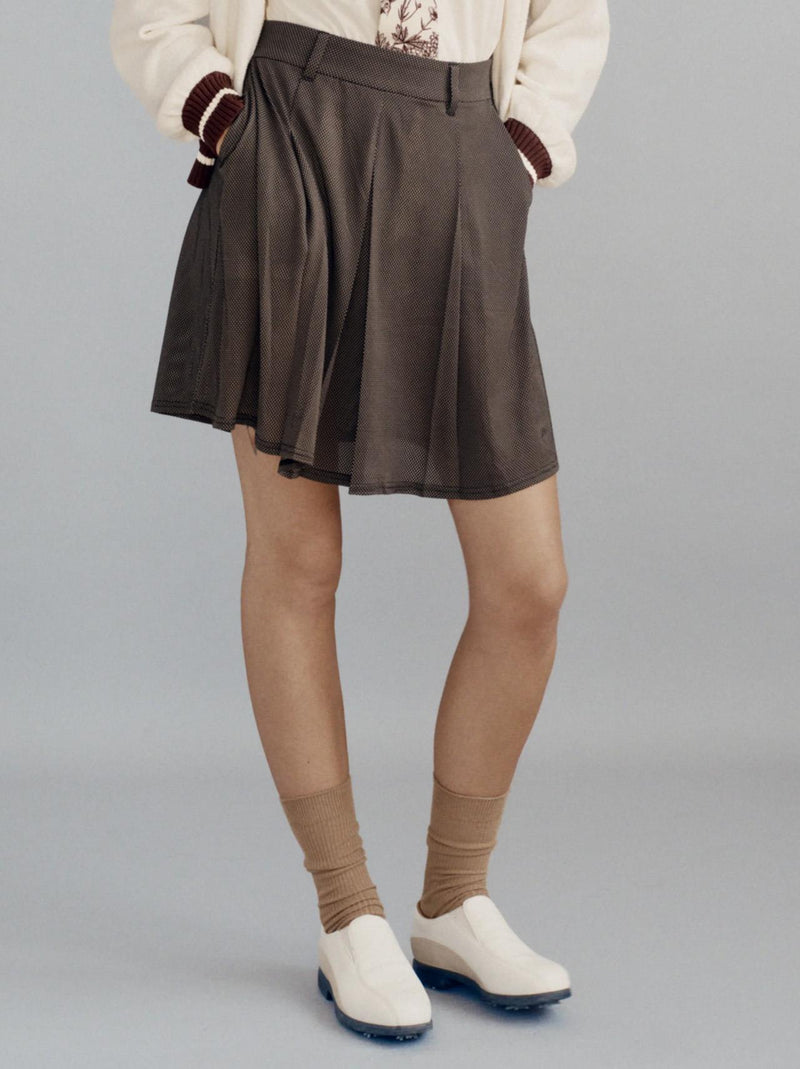 Bound Box Pleat Skirt Brown