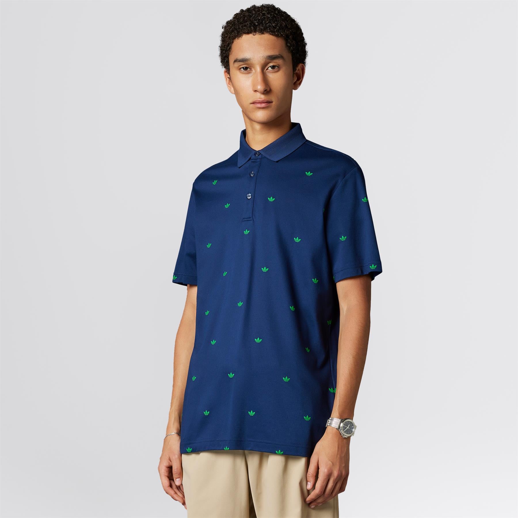 Printed Trefoil Polo Night Indigo