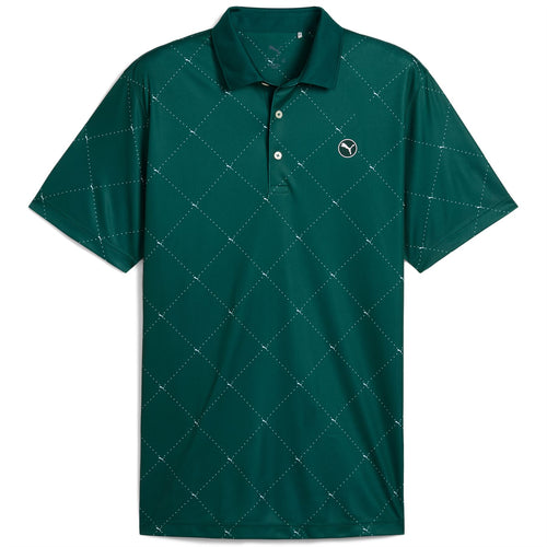 Pure 2.0 Argyle Polo Dark Myrtle/White Glow - SS25