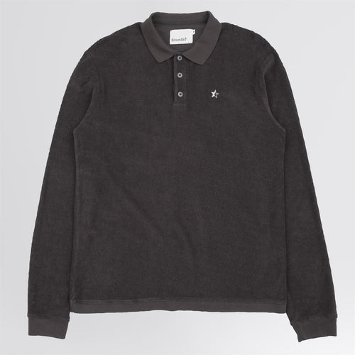Slouch Towelling LS Polo Charcoal