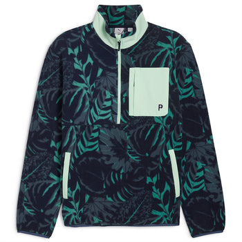 x PTC Half Zip Palm Fleece Deep Navy/Sparkling Green