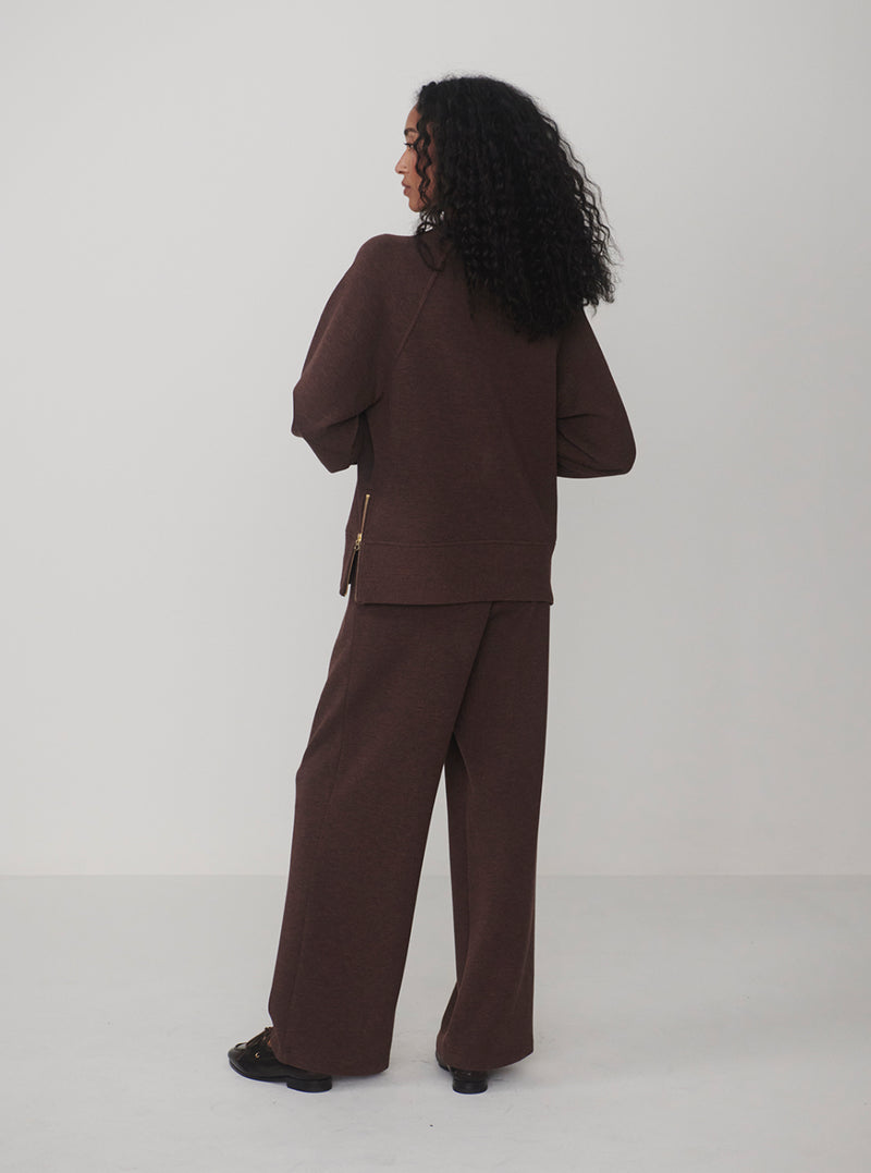 The Extra Wide Leg 29.5 Inch Trousers Coffee Bean Marl