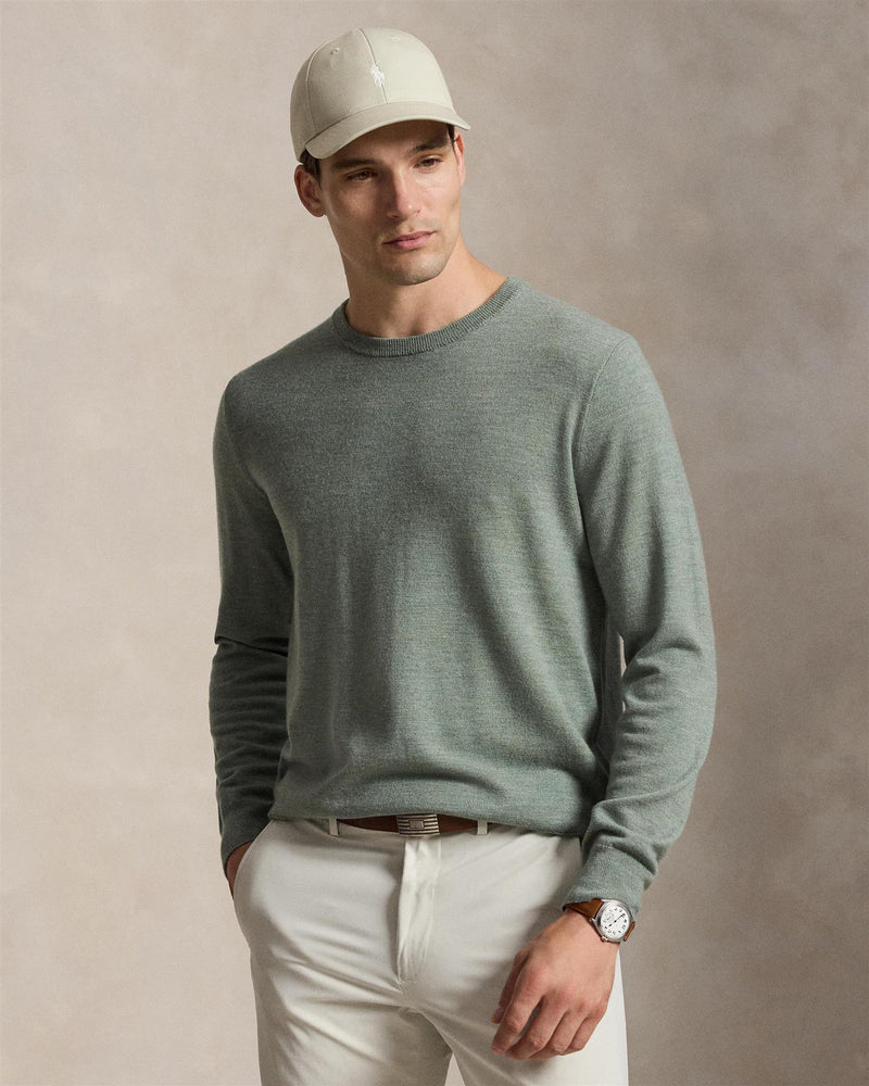 Wool Crewneck Sweater Fern Green Heather