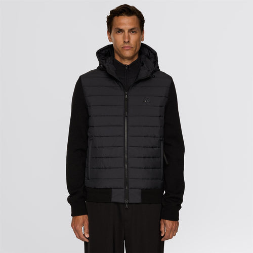 Thorn Hood Knit Hybrid Jacket Black