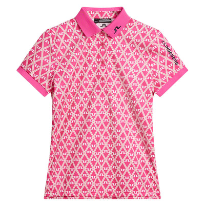 Damen Poloshirt „Tour Tech TX Jersey Print Geo Fuchsia Lila“ – SS24
