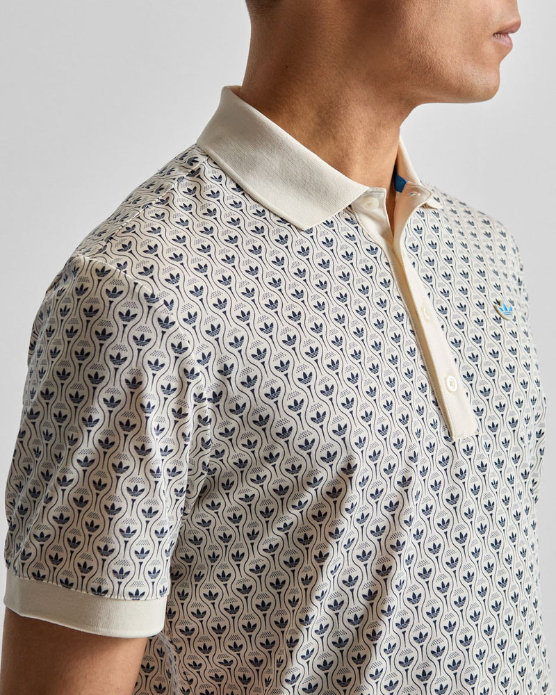 Originals All Over Trefoil Polo Chalk White/Night Indigo