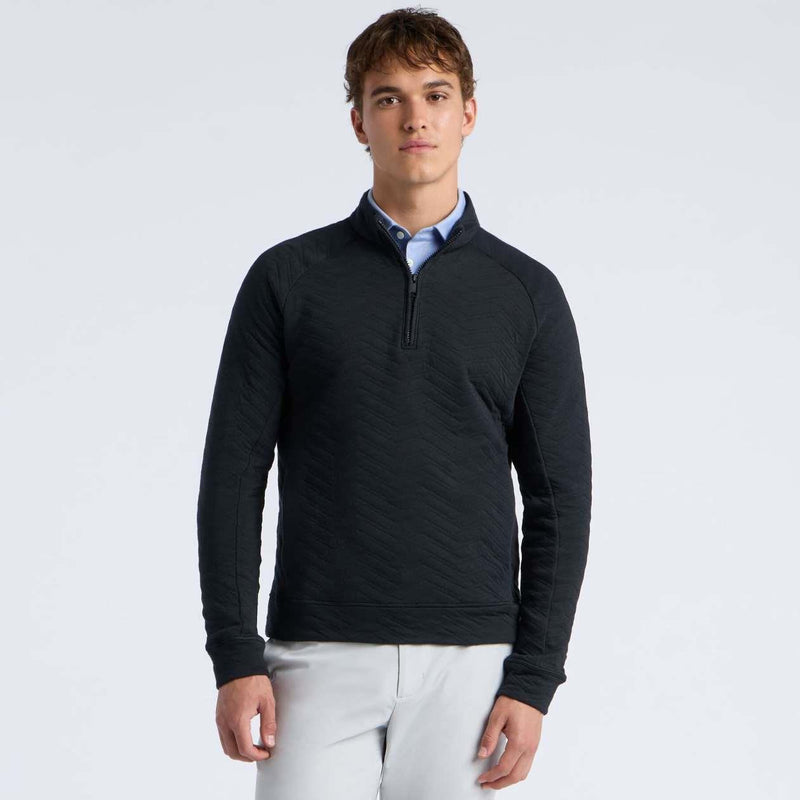 Dunes Cotton Quilted Quarter Zip Pullover Onyx