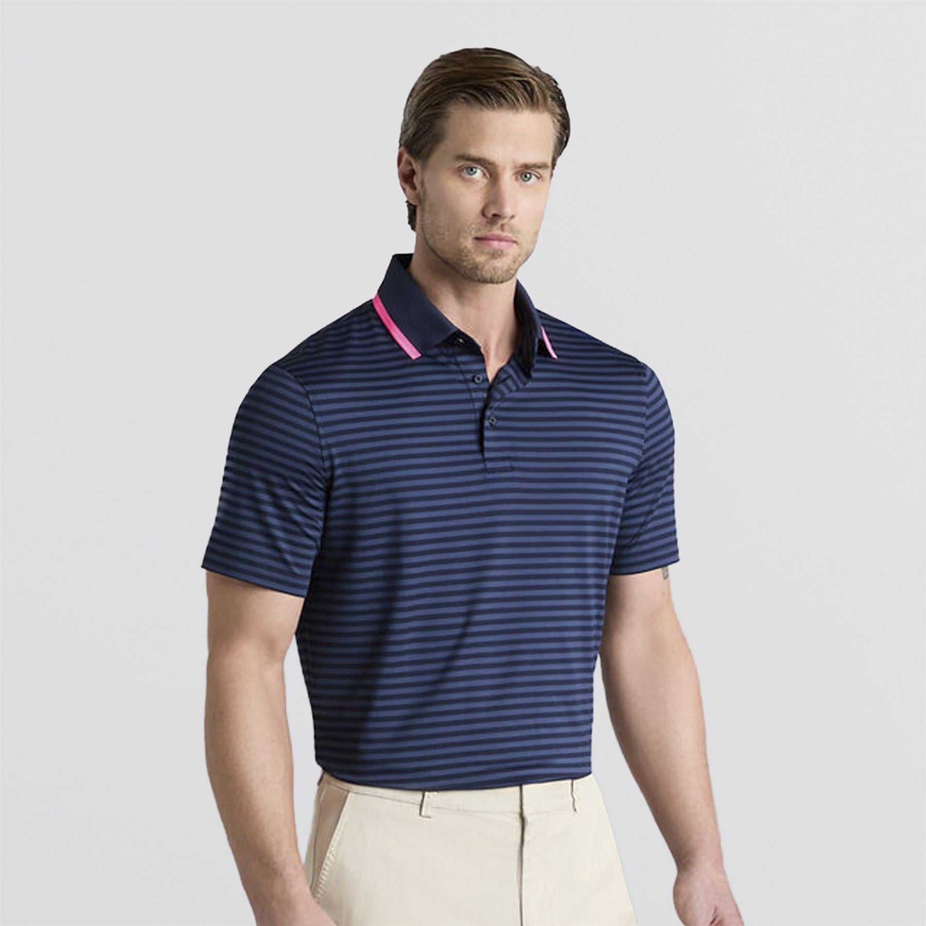 Perforated Stripe Polo Twilight